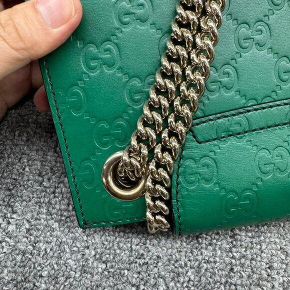 GUCCI Emily Small Green Leather Shoulder Bag 599-061125 - Picture 7 of 14